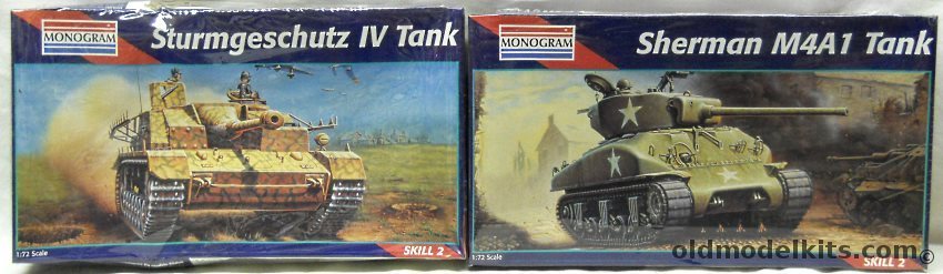 Monogram 1/72 Sherman M4A1 and Sturmguschutz IV Tanks, 85-2321 plastic model kit